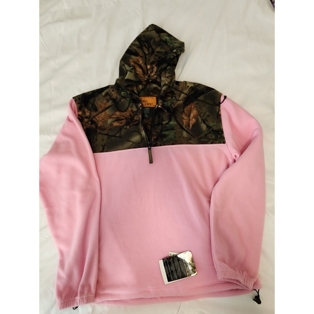 New With Tags Trail Crest 1/4 Zip Pink Cammo Hoodie‎ Womens L